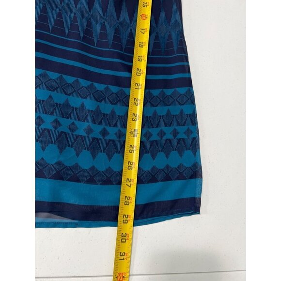 Love, Fire Shift Dress Size XS Sheer Overlay Lined Back Zipper Jewel Blue - Picture 10 of 12